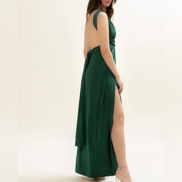 Twobirds Slit Dress in Forest Green - Picture 3 of 6
